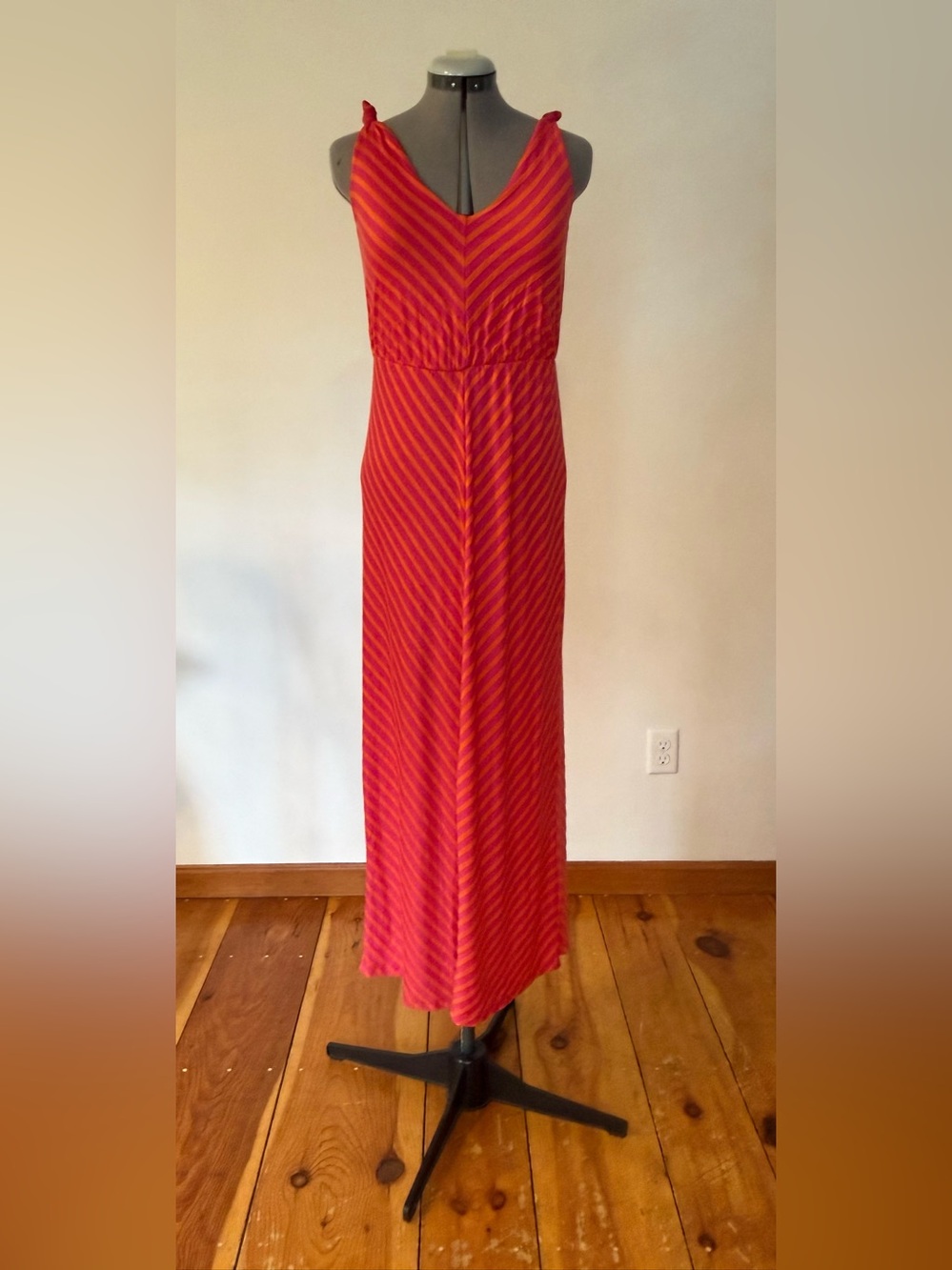 Vibrant Pink and Orange Chevron Striped Maxi Dress